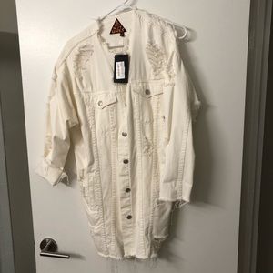 Open shoulder Oversized jean jacket dress